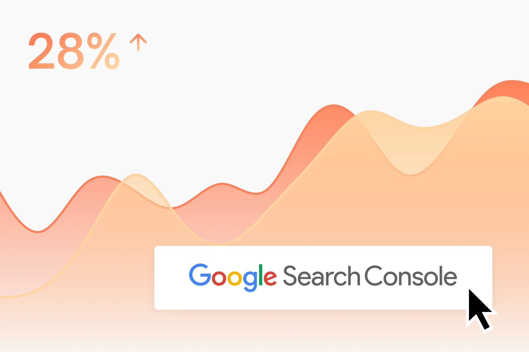 Google Search Console-Logo über einer steigenden Kurve