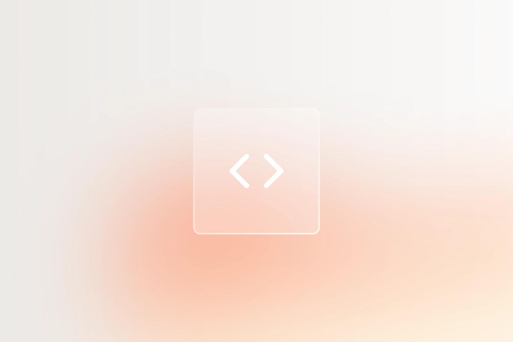 Code-Symbol auf hellem Hintergrund mit orangem Farbverlauf