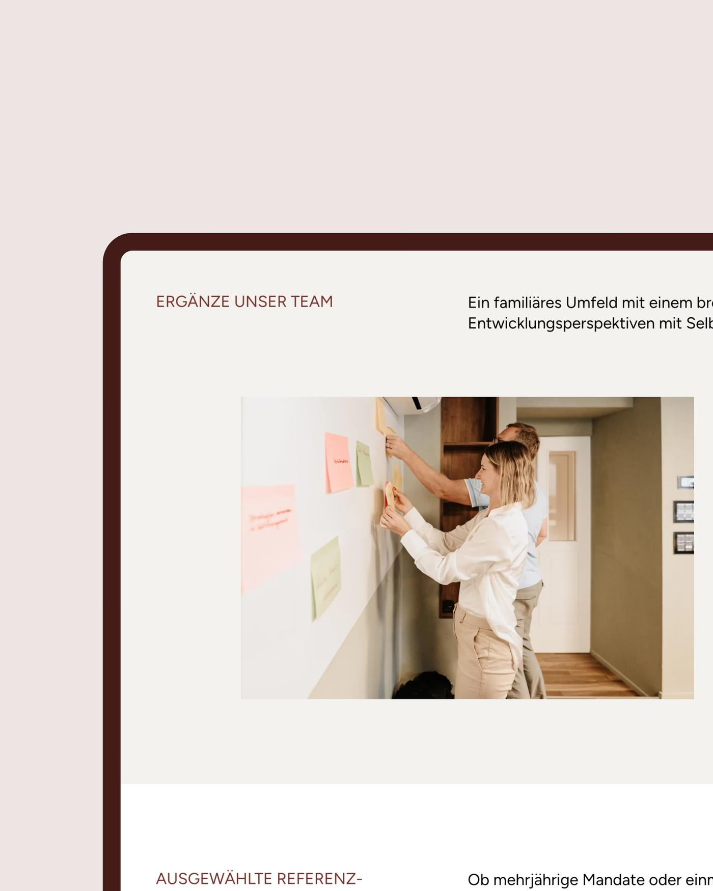 Abschnitt «Ergänze unser Team» der Webseite von Universal Gebäudemanagement