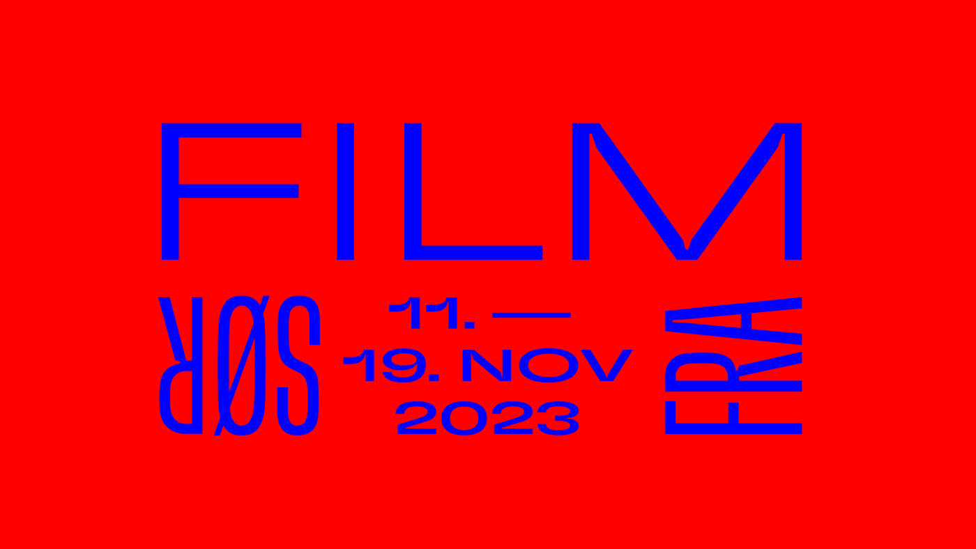 Logoen til filmfestivalen Film fra Sør i blått på rød bakgrunn