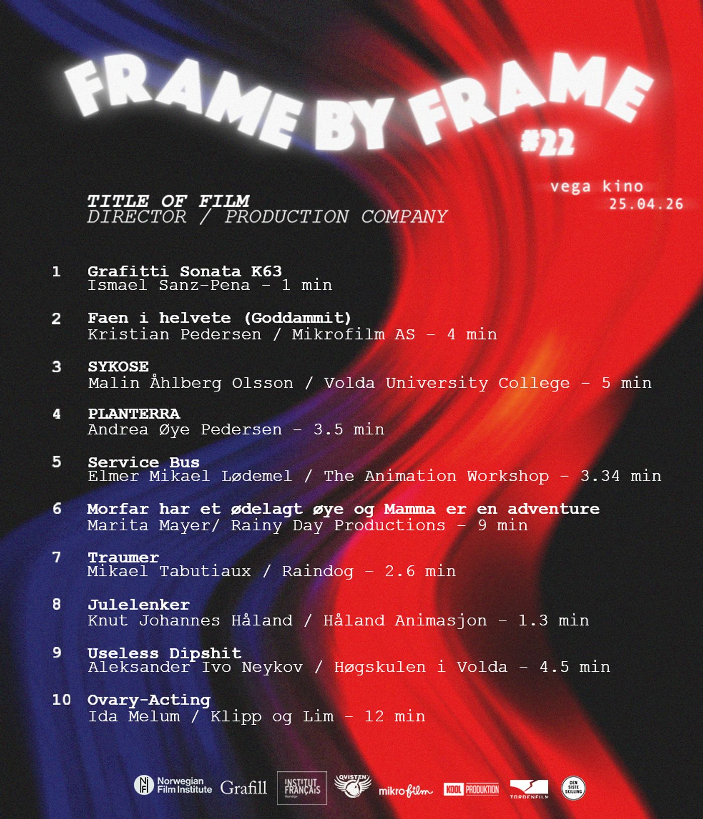 Frame by Frame #22 kortfilmprogram