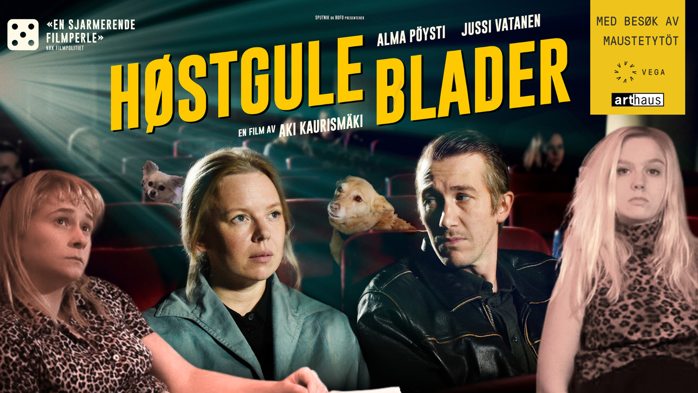 Jentene fra bandet Maustetytöt er photoshoppet inn i plakaten til Høstgule blader. Sammen med filmens to hovedkaraterer, en mann og en dame, sitter de i en kinosal