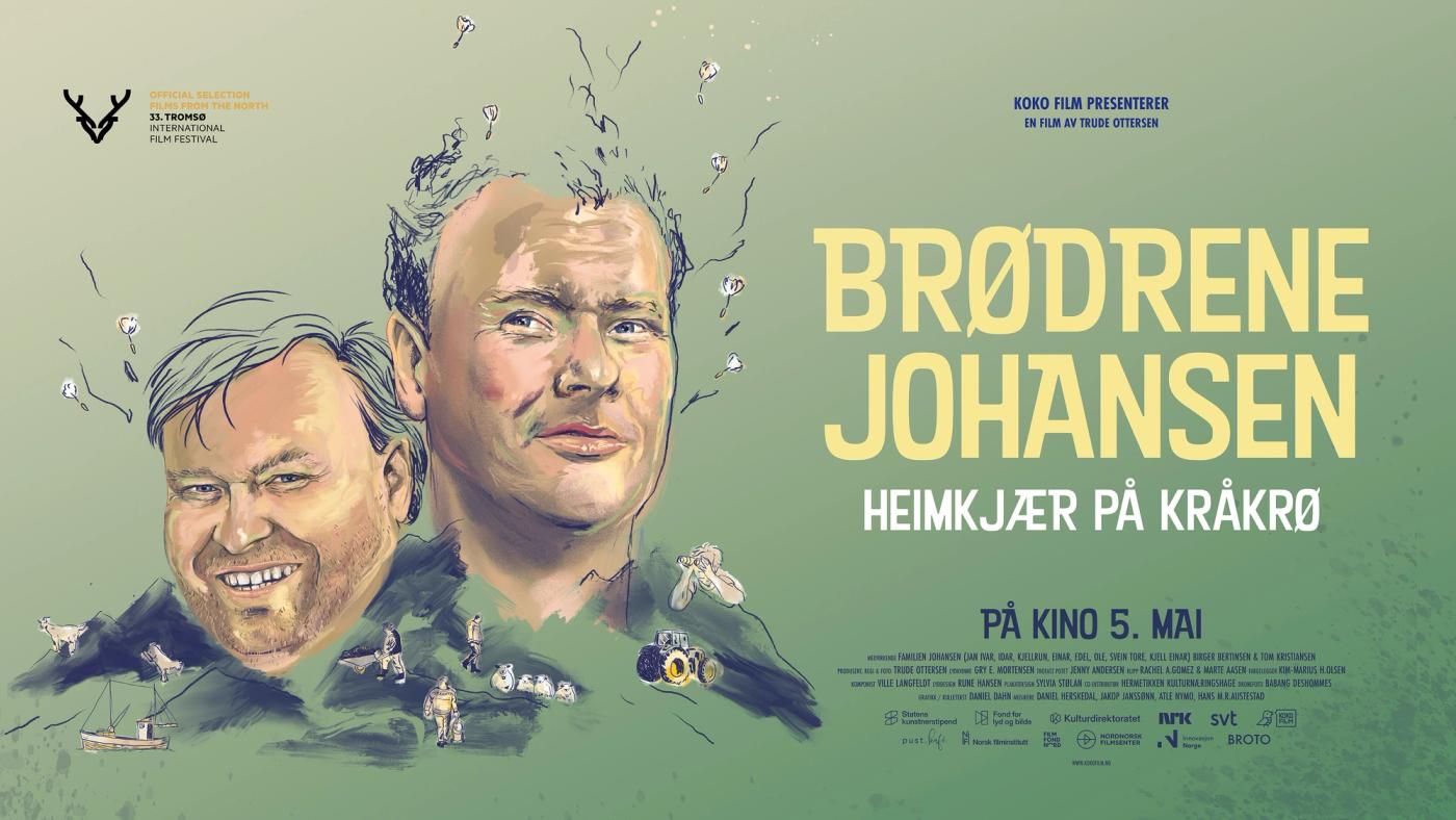 Brødrene Johansen. Tegnet filmplakat for dokumentarfilm.