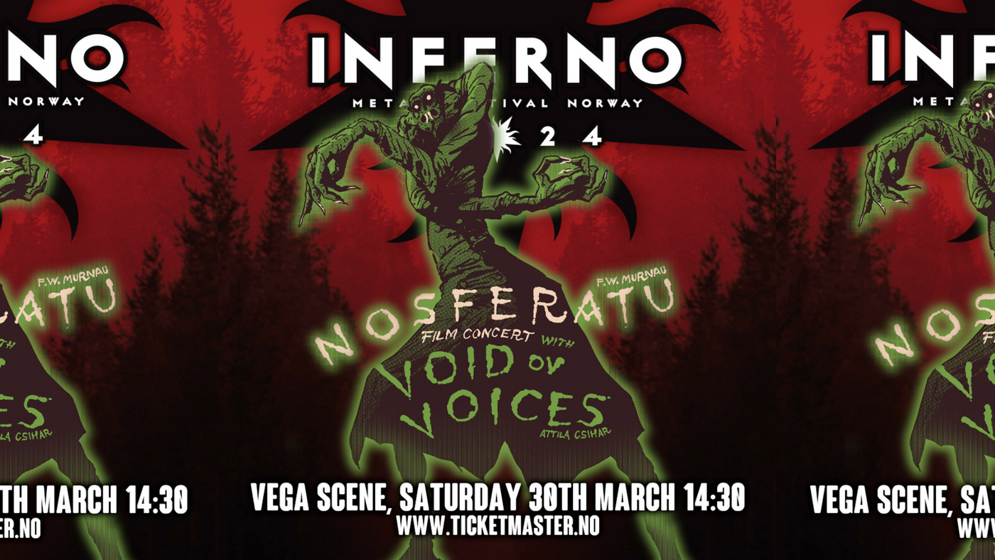 Et grønt monster og tekst om stumfilmkonsert 30 mars til Nosferatu og musikk av Void of Voices