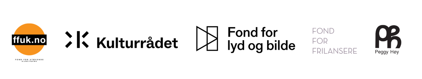 Logoene til FFUK, Kulturrådet, Fond for lyd og bilde, Fond for frilansere og Peggy Høy