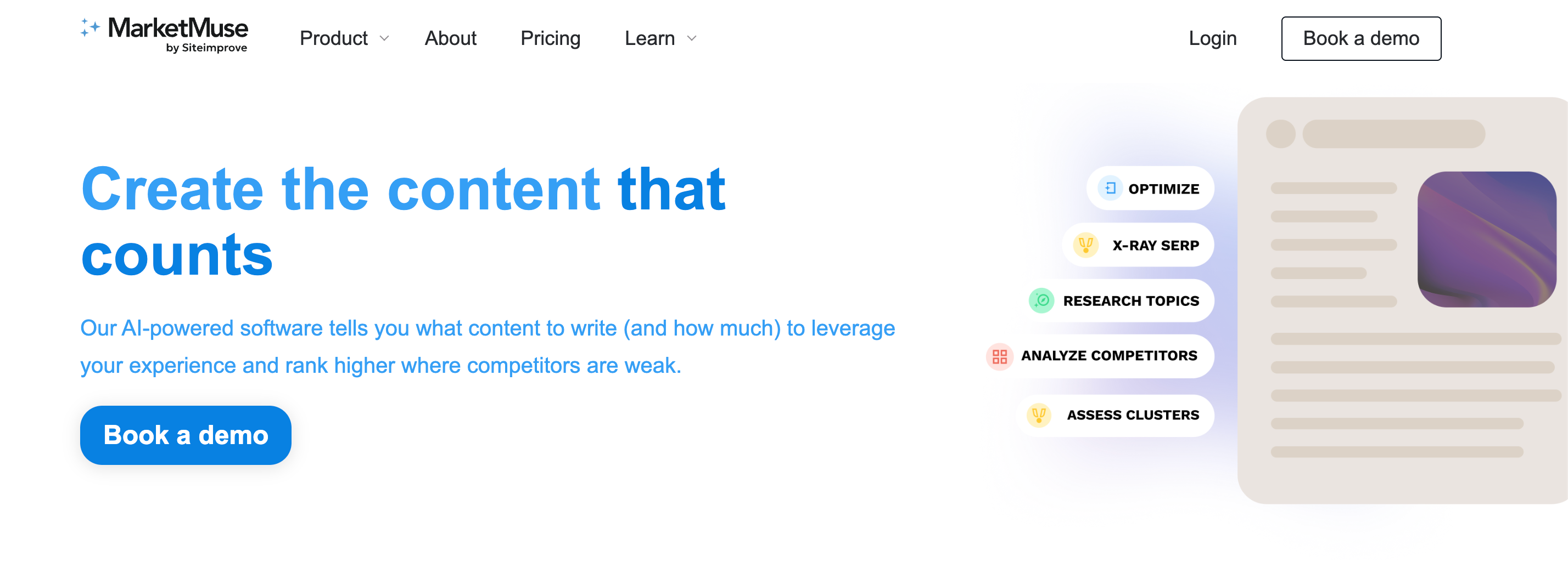MarketMuse homepage