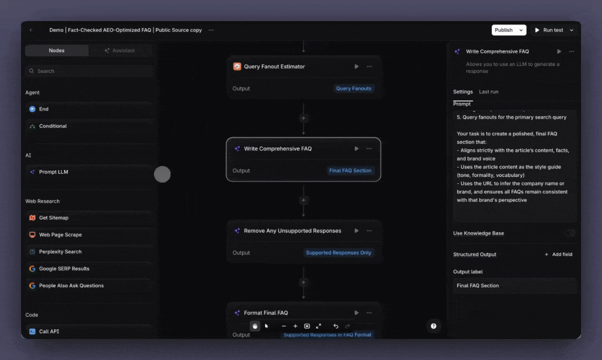 how to use knowledge base in an llm node