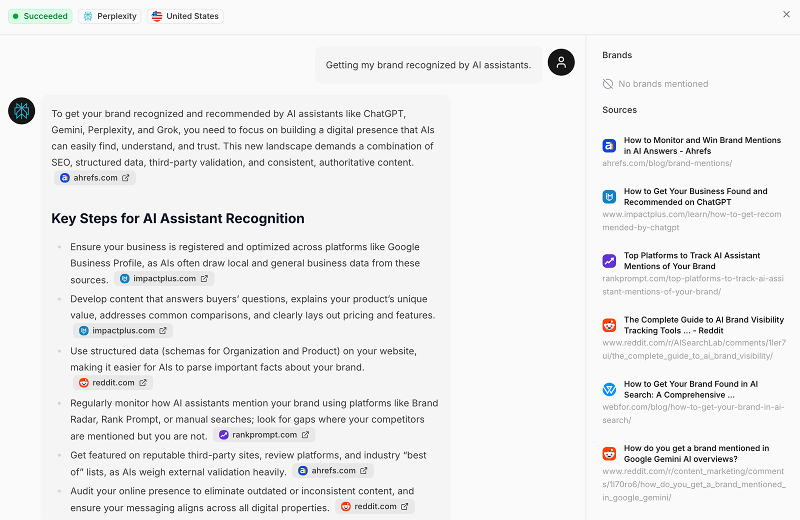 Peec individual prompt page