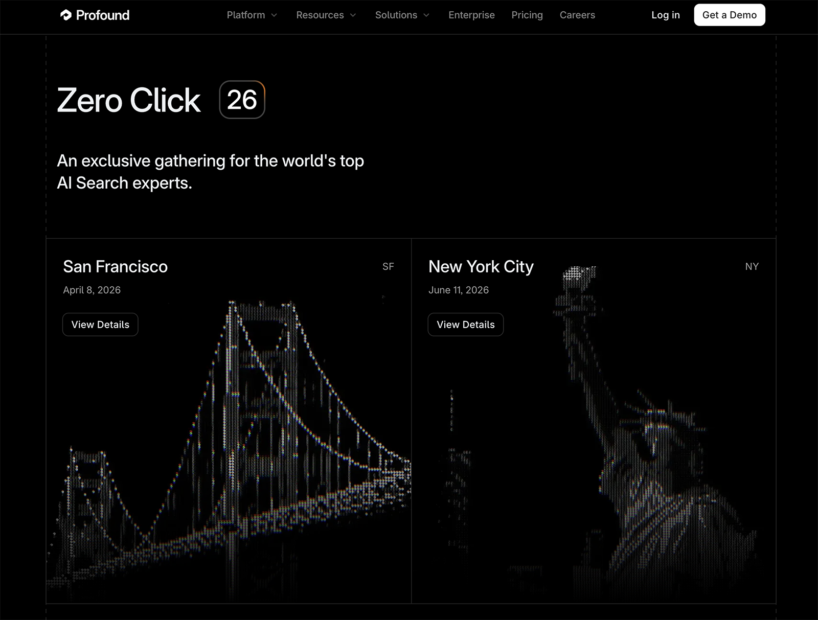 Profound Zero Click homepage