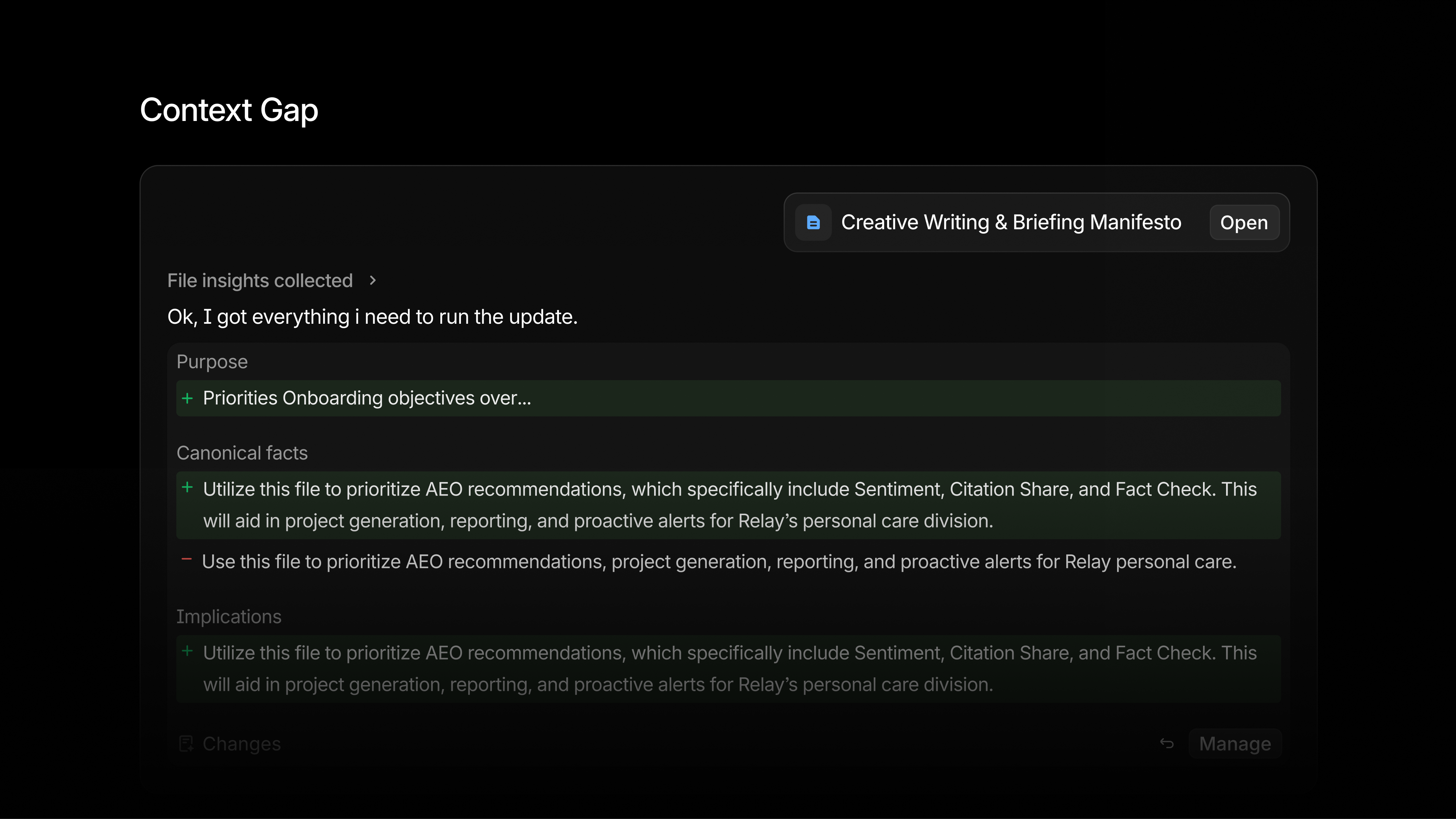 filling gaps in profound context manager