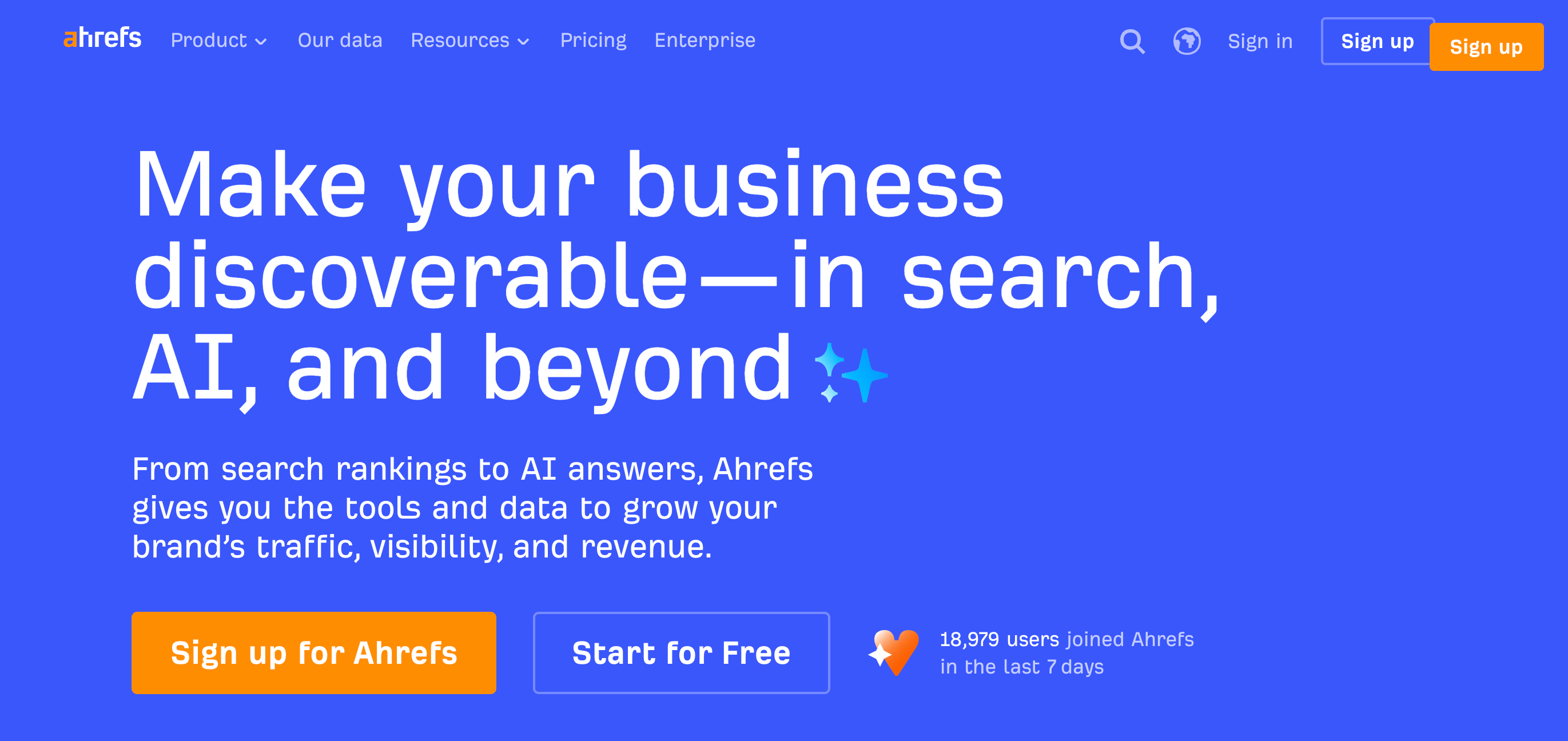 Ahrefs homepage
