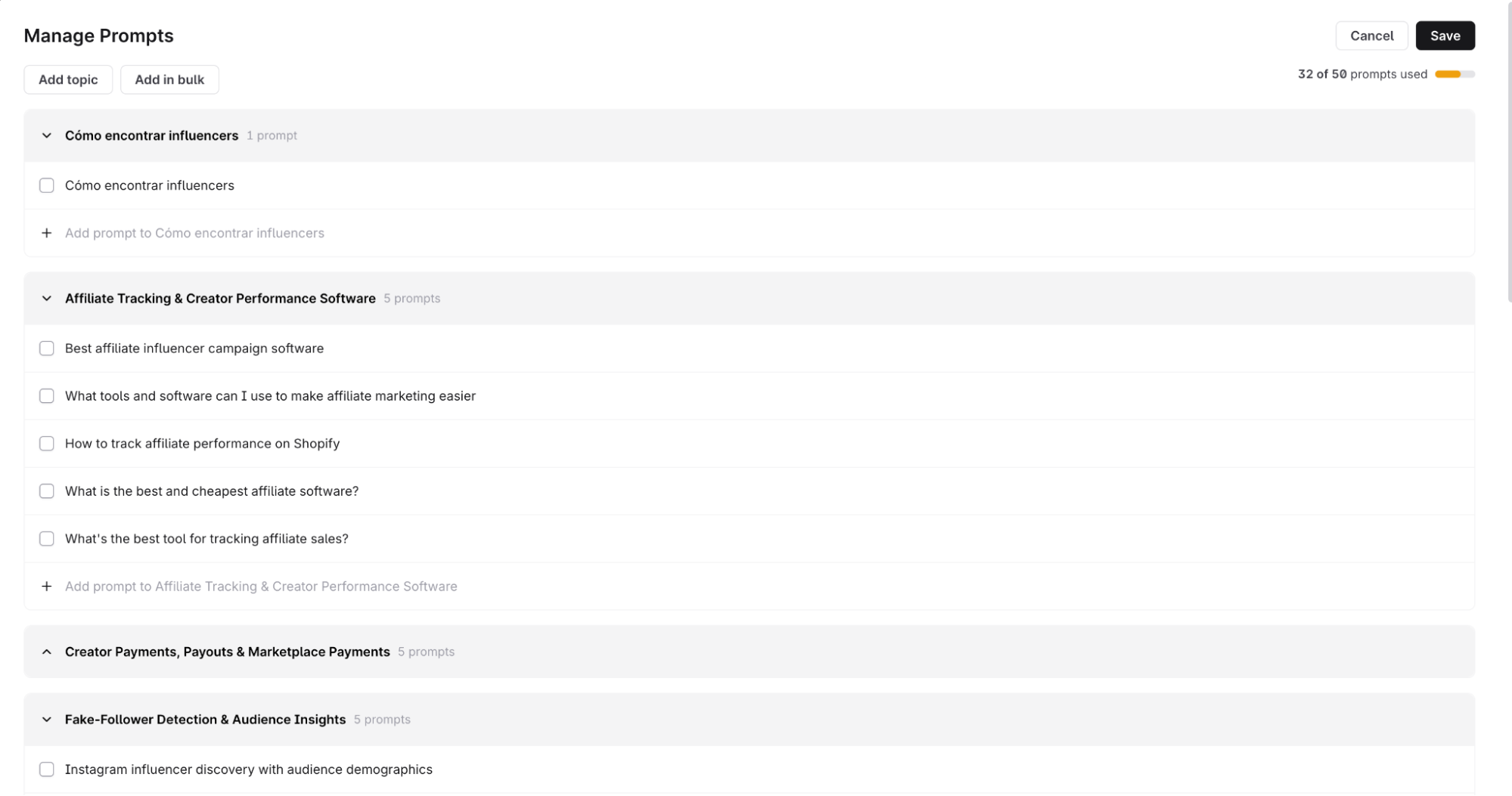 Surfer AI Tracker prompt input