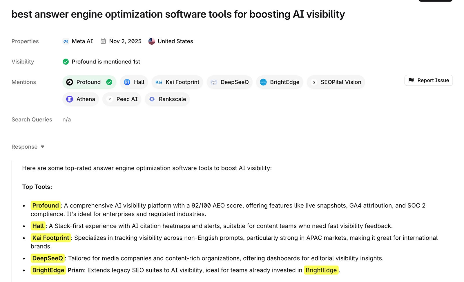 Profound individual prompt screenshot