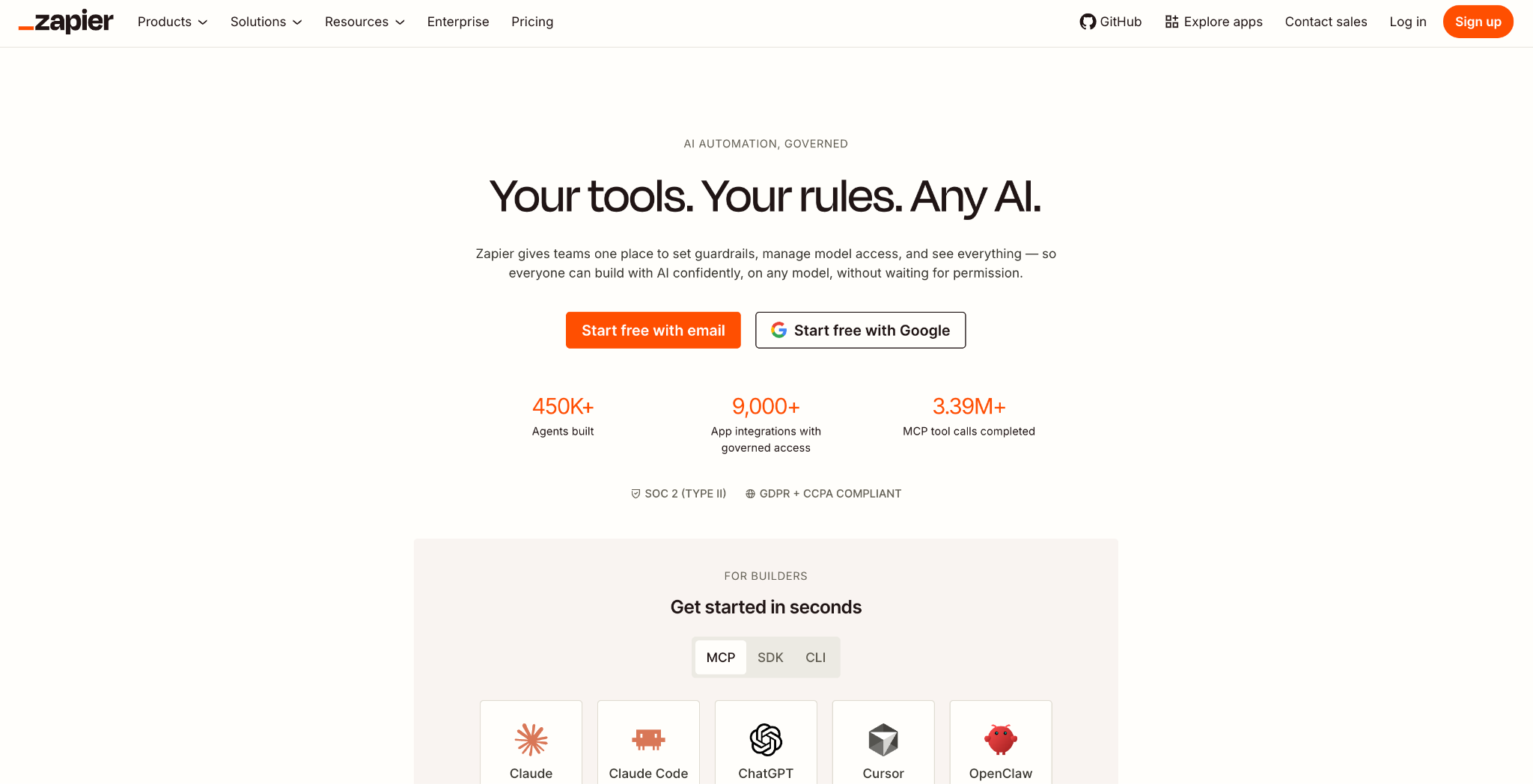 Zapier homepage