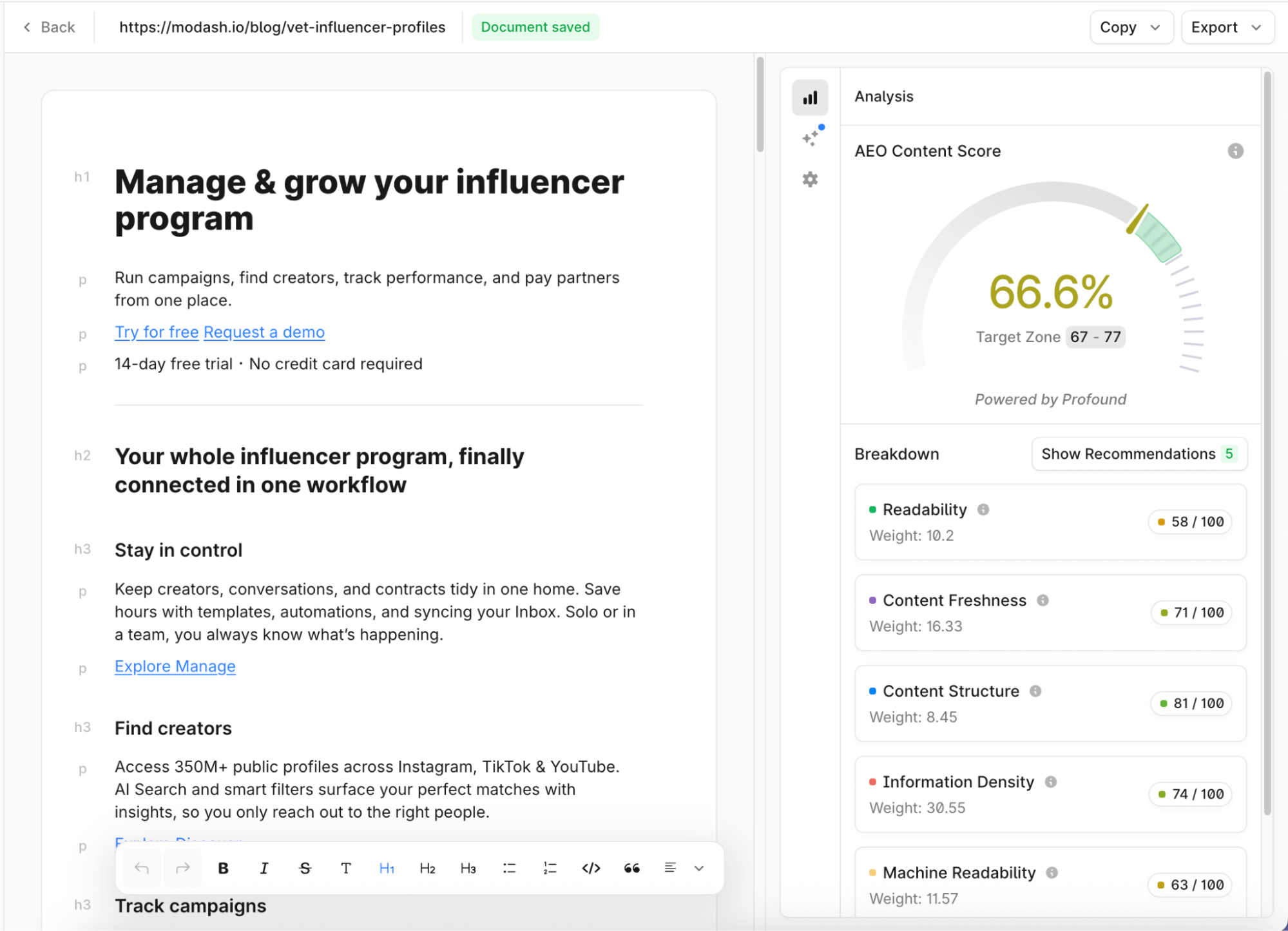 Profound AI-optimized content