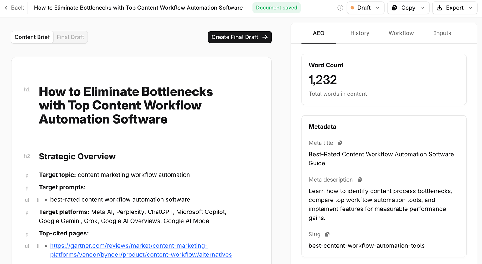 Profound full content creation screenshot