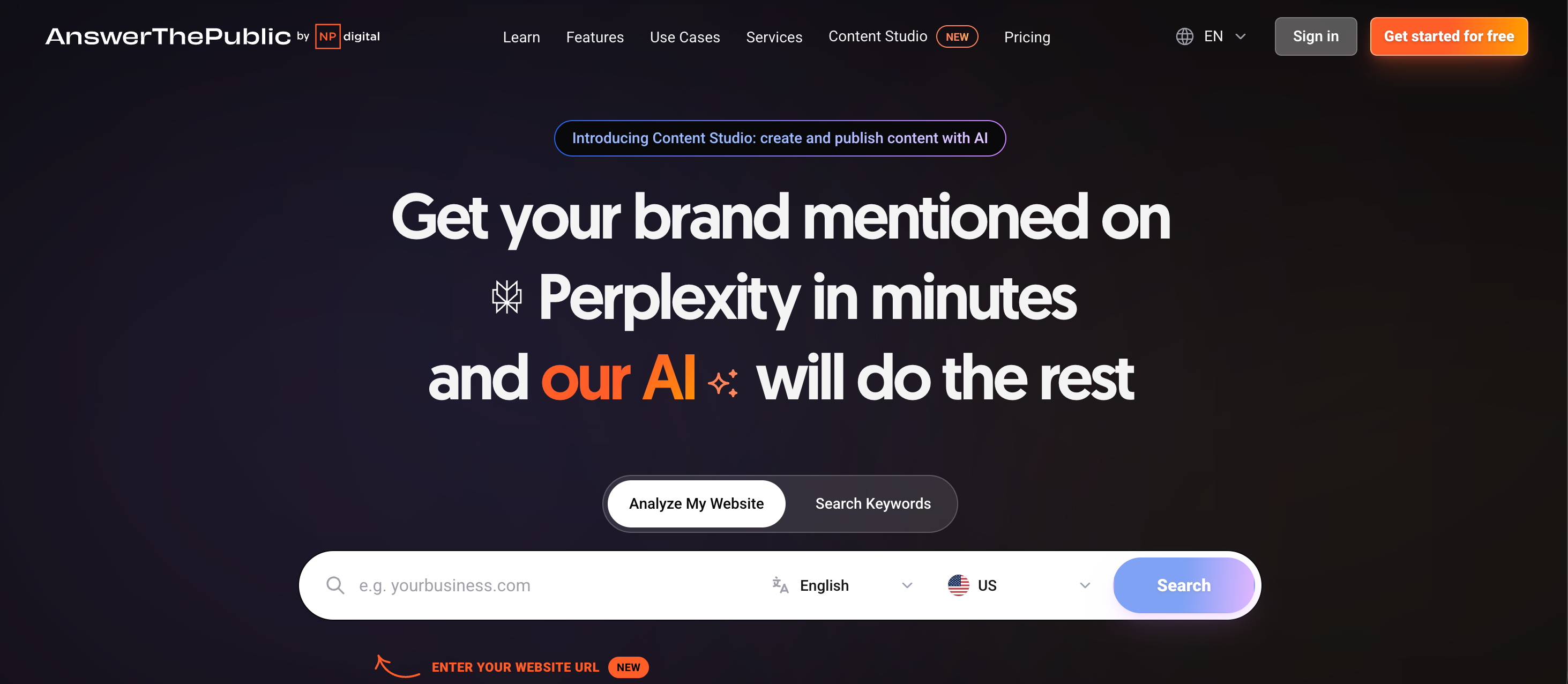 AnswerThePublic homepage