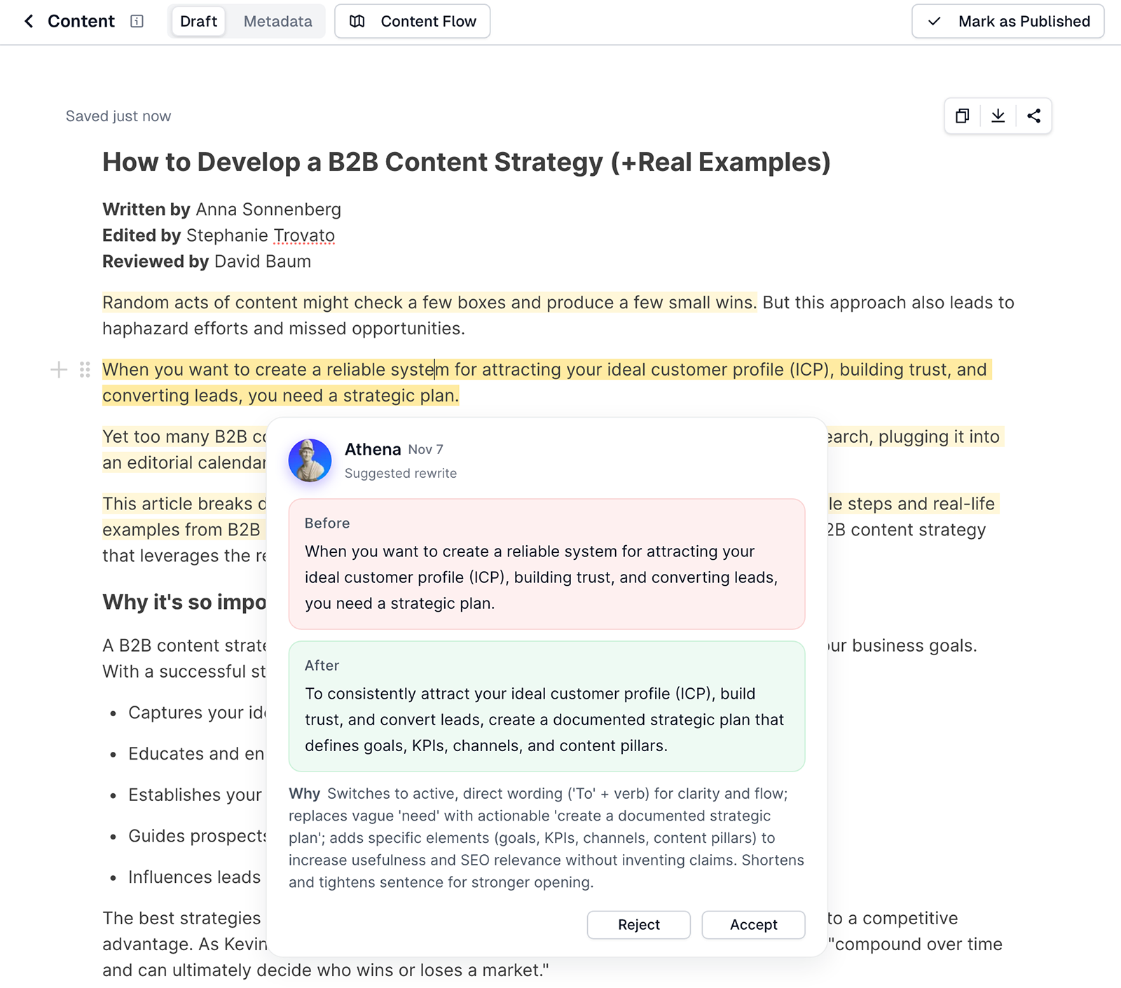 Athena full content screenshot