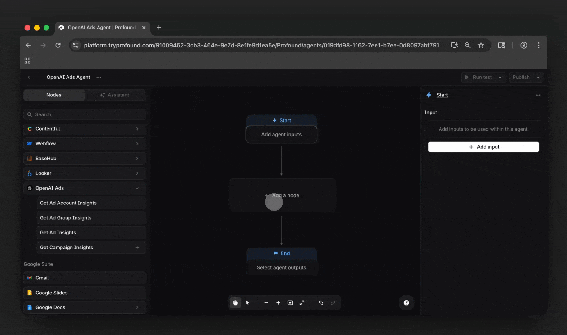 OpenAI ad nodes in Profound Agents