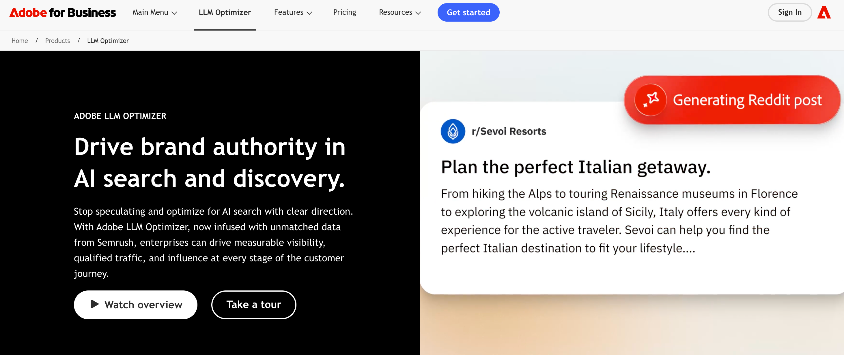 Adobe LLM Optimizer homepage
