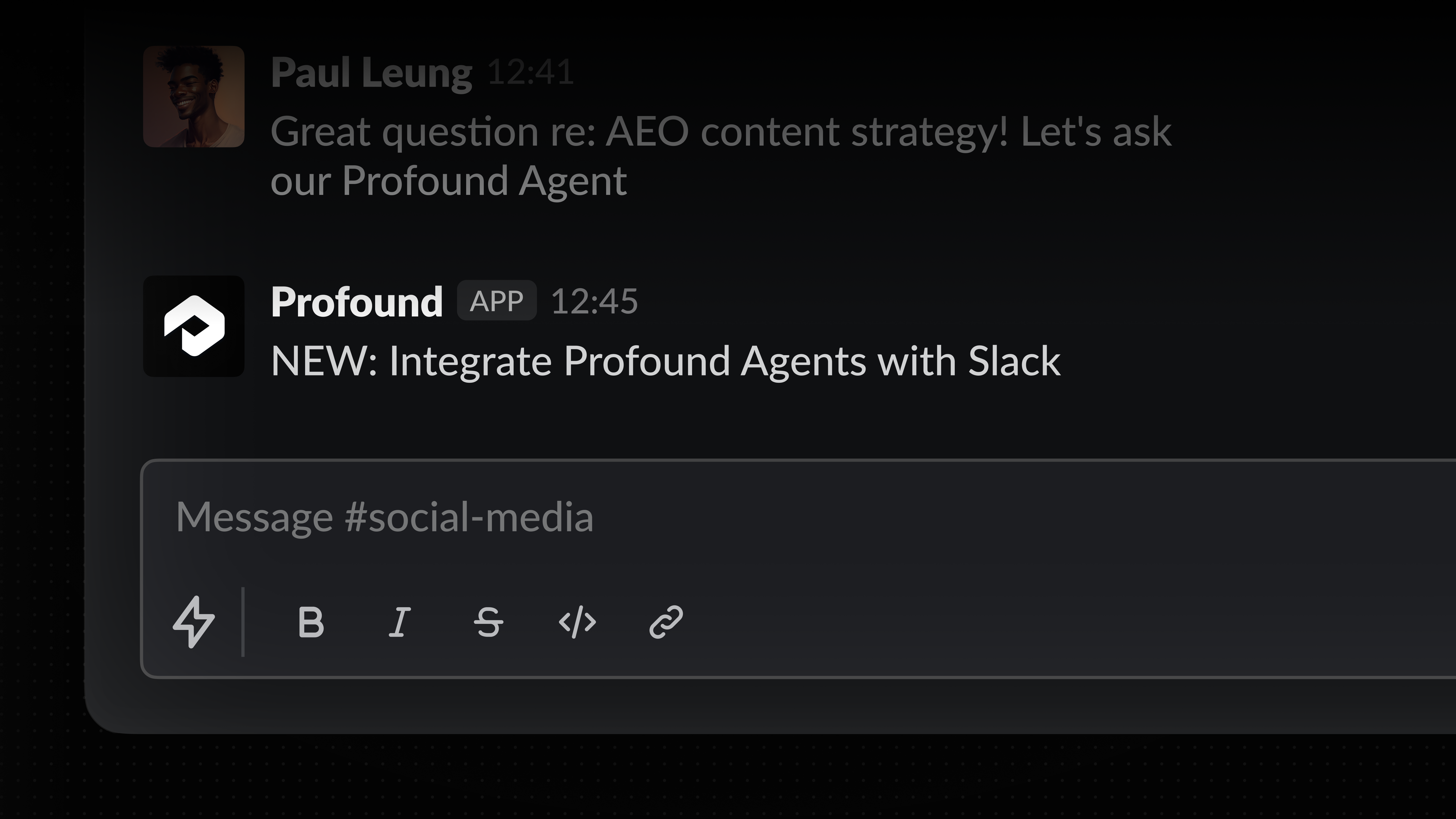 Slack integration for Profound Agents 