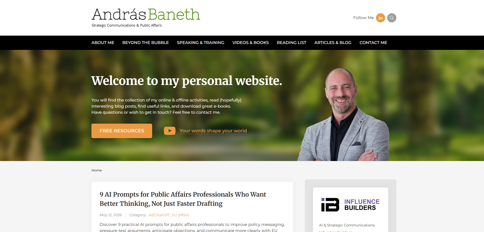 András Baneth original baneth.eu (old homepage) before redesign