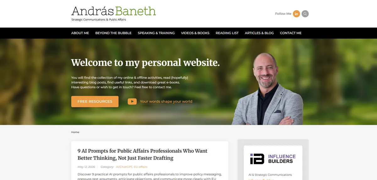 András Baneth original baneth.eu (old homepage) before redesign