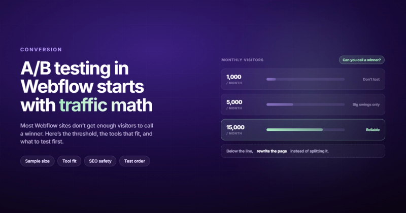 A/B Testing in Webflow: Which Tools Work and When to Actually Start