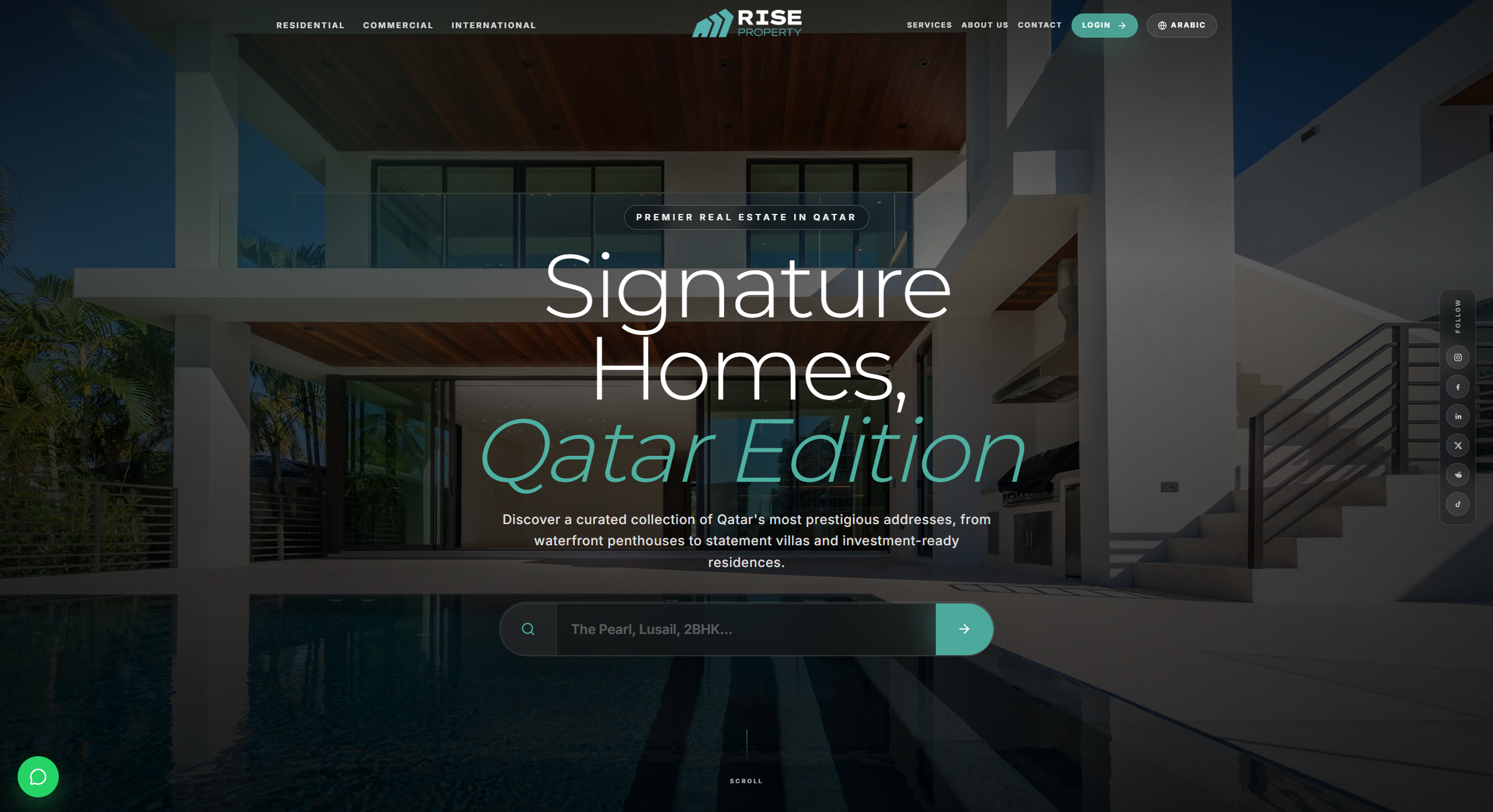 Homepage page design for Rise Property showing the homepage section