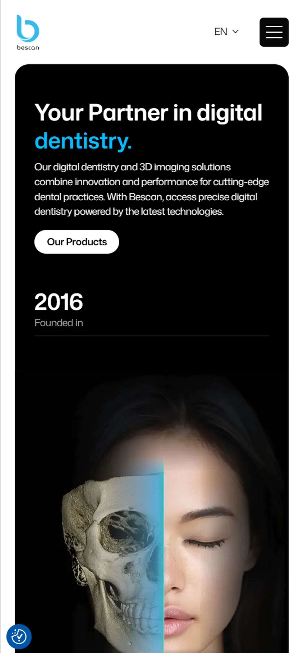 Mobile page design for Bescan showing the mobile section