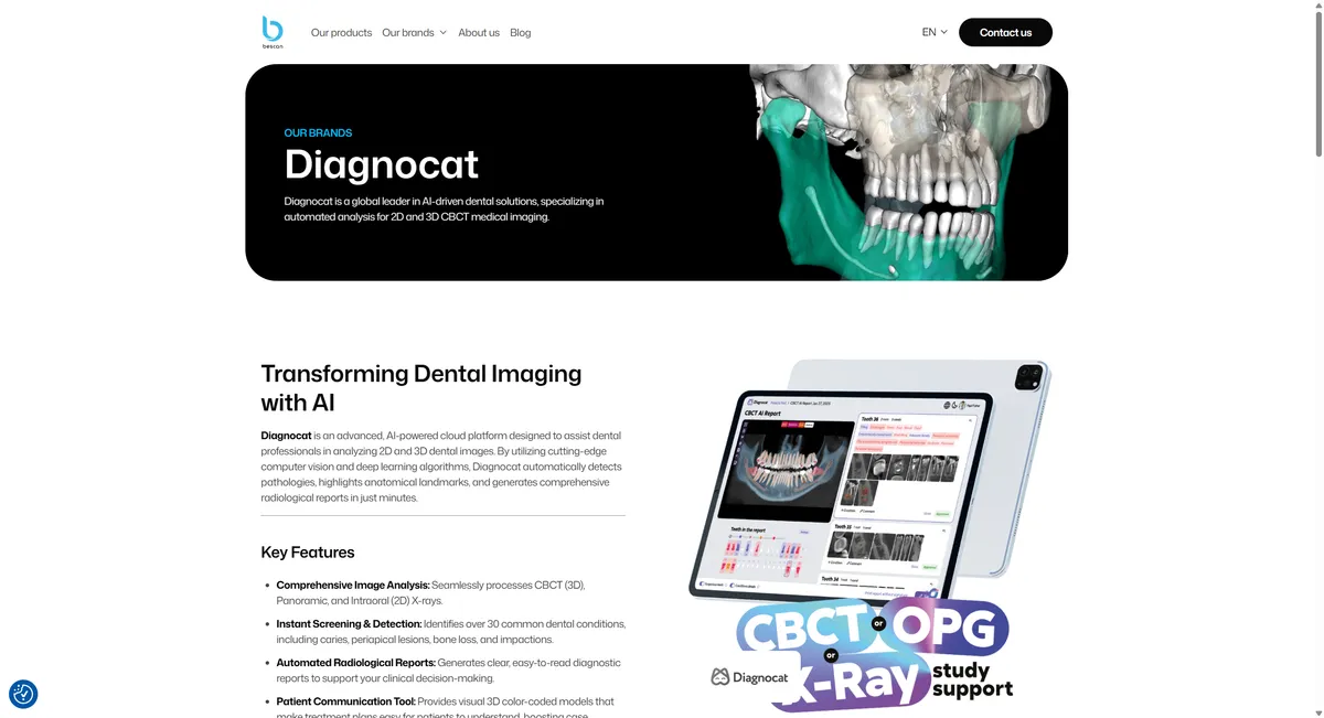 Diagnocat page design for Bescan showing the diagnocat section