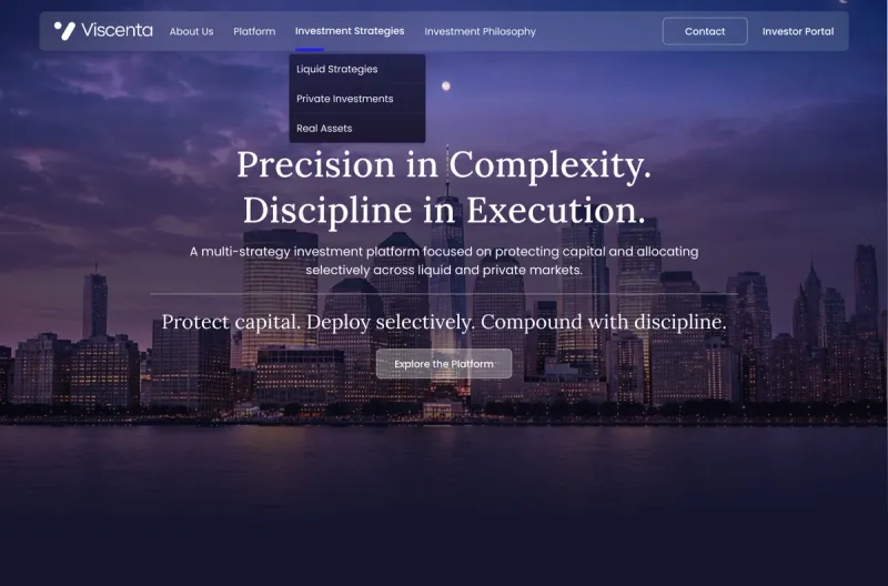 Viscenta Capital web design project — Institutional-Grade Website for a Multi-Strategy Investment Firm