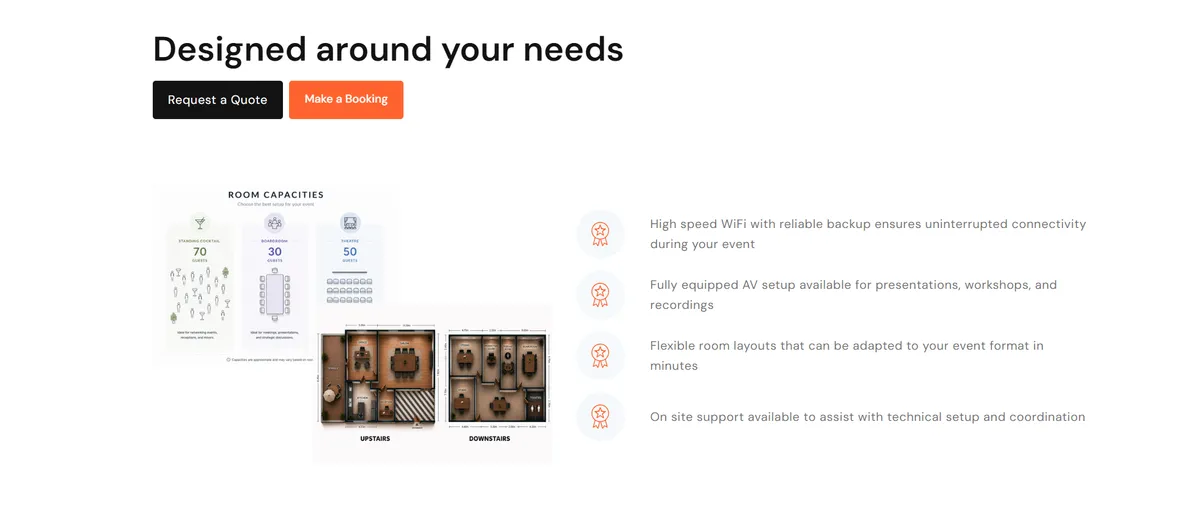 Why Us page design for Ambiorix Center showing the why us section