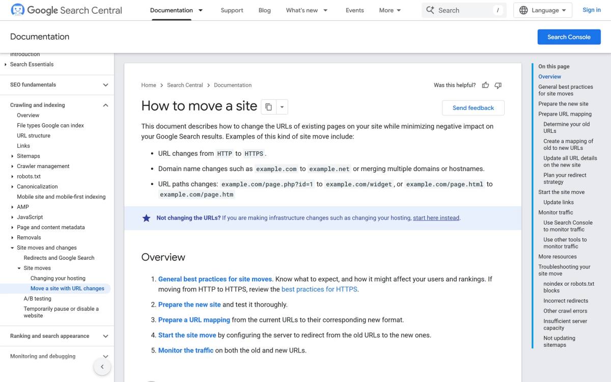 Google Search Central guide on site moves with URL changes, the redirect rules behind any website redesign