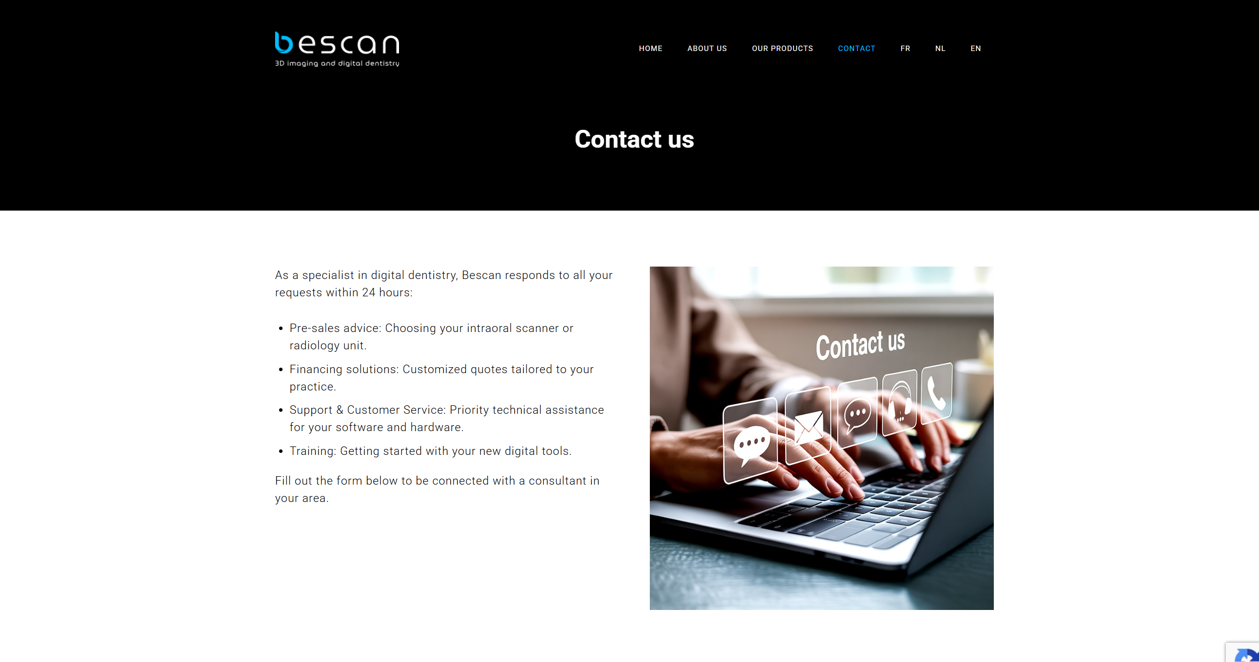 Bescan original old contact page before redesign