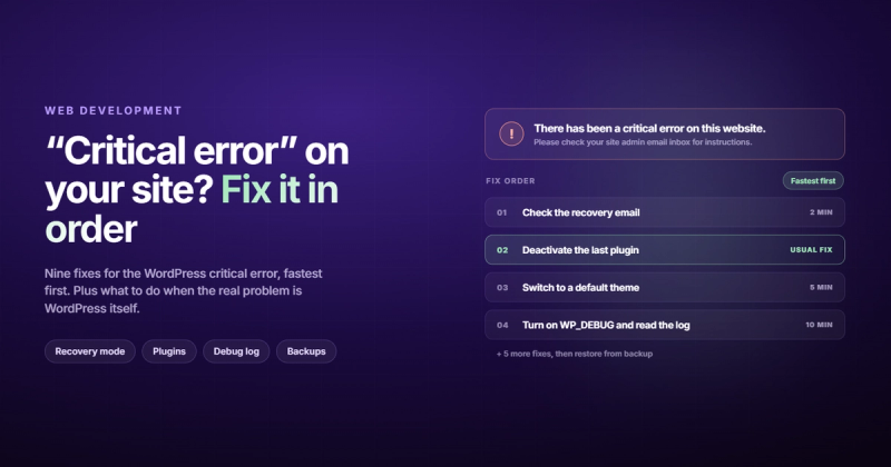There Has Been a Critical Error on This Website: How to Fix It