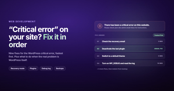 There Has Been a Critical Error on This Website: How to Fix It