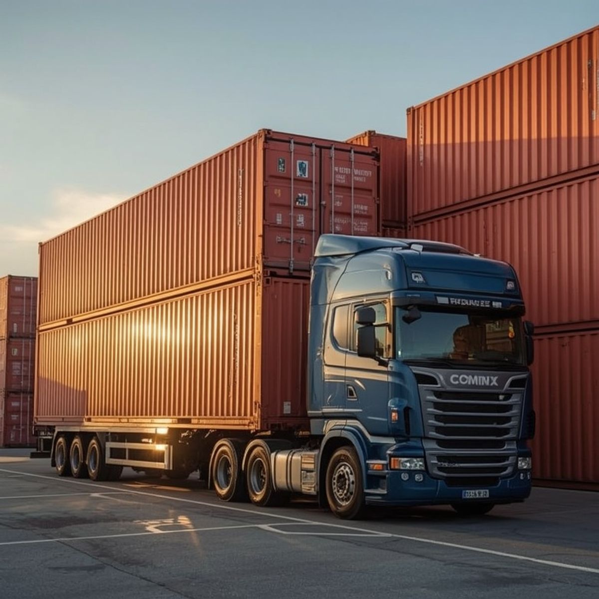 Contêineres de exportação sendo carregados sob o regime de Lei de Maquila