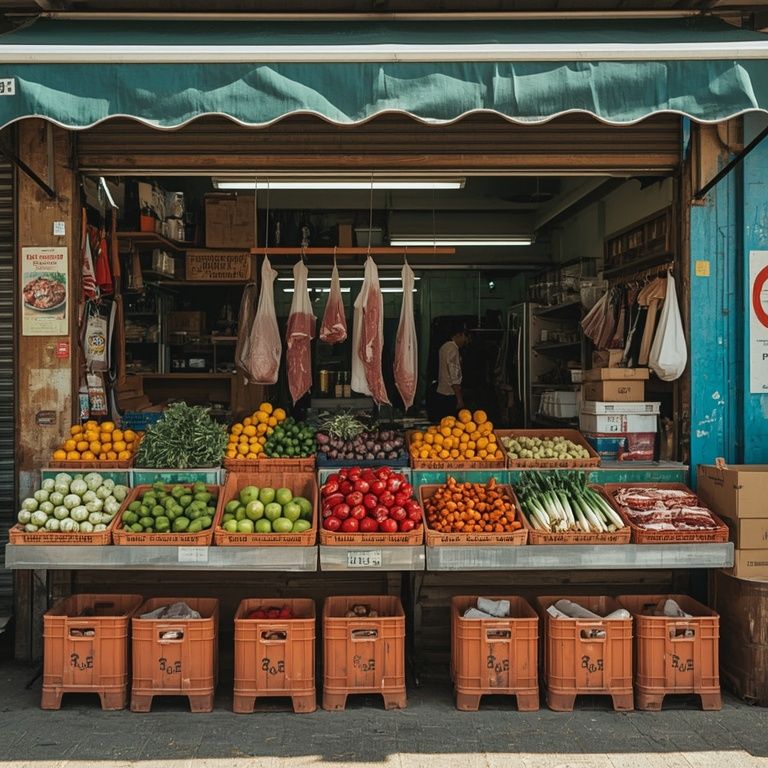 Mercado local no Paraguai com preços mais baixos de carne e produtos frescos