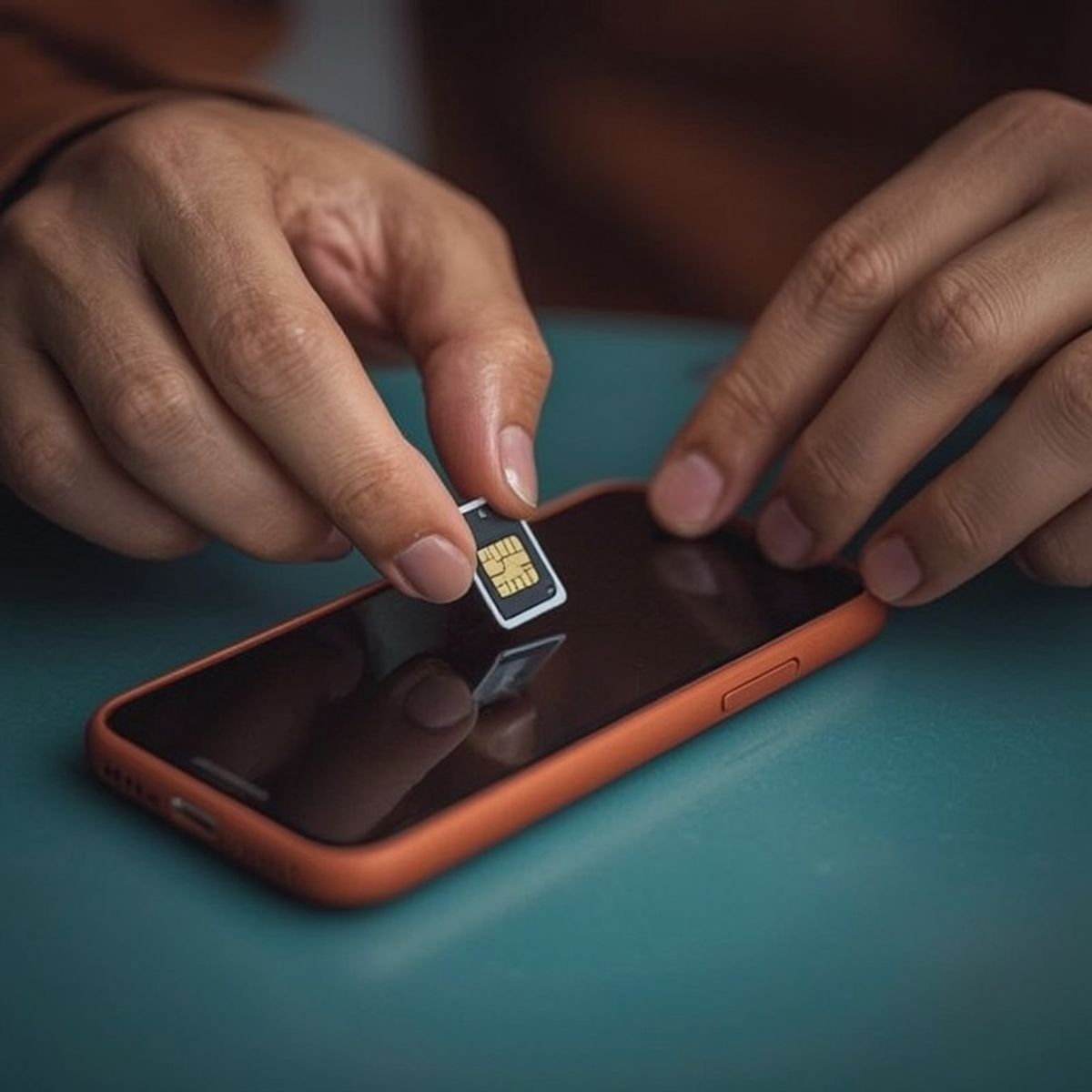 Chip de celular local sendo instalado por brasileiro recém-chegado ao Paraguai