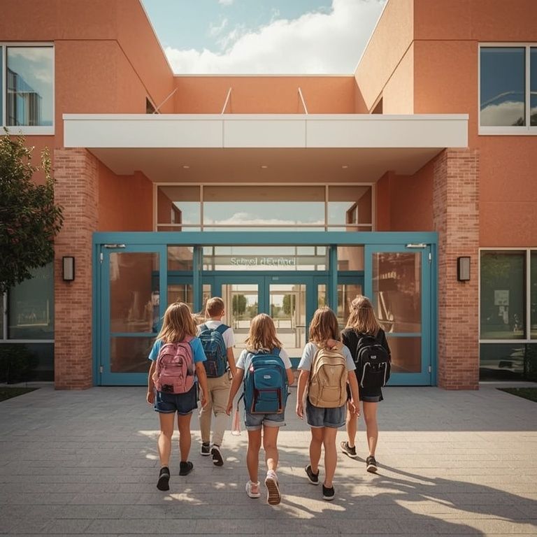 Crianças entrando em escola bilíngue no Paraguai, opção para filhos de brasileiros