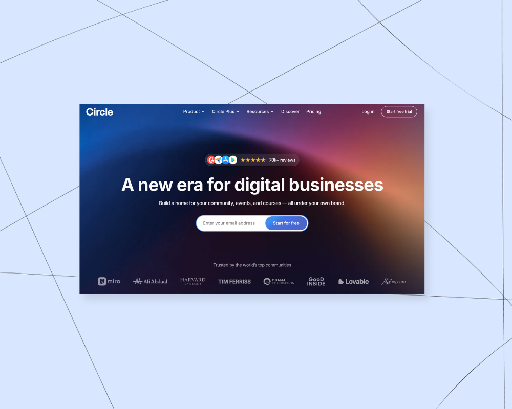 Comparison illustration of six Circle alternative community platforms for solopreneurs and creators