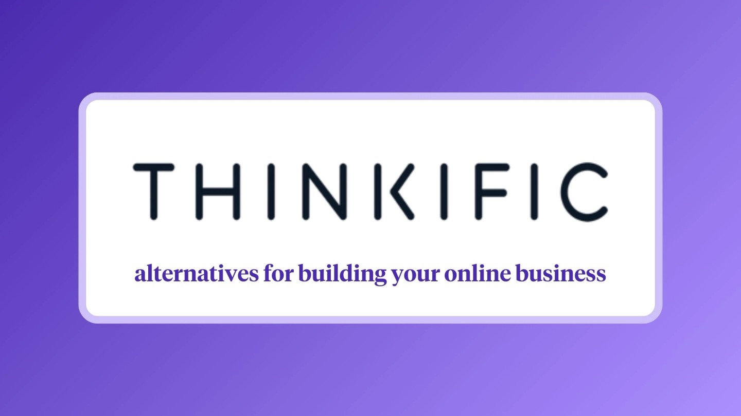 Illustration comparing Thinkific alternatives on platform feature cards