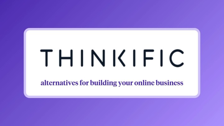 Illustration comparing Thinkific alternatives on platform feature cards