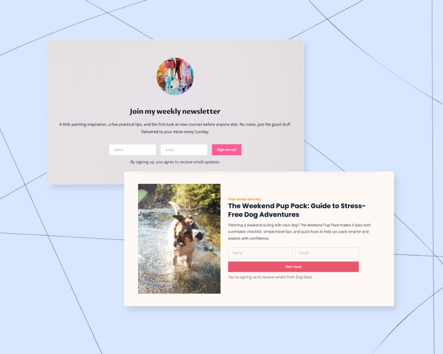 Illustration of an email list growing with a lead magnet and newsletter sign up form