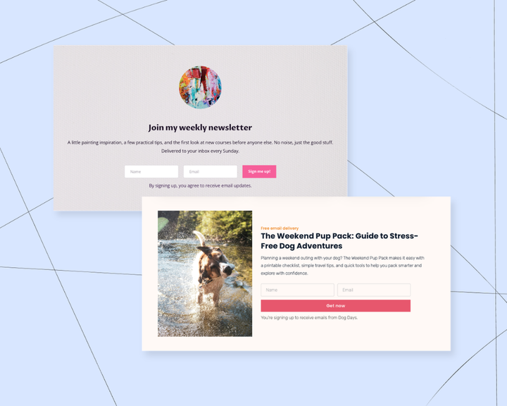 Illustration of an email list growing with a lead magnet and newsletter sign up form