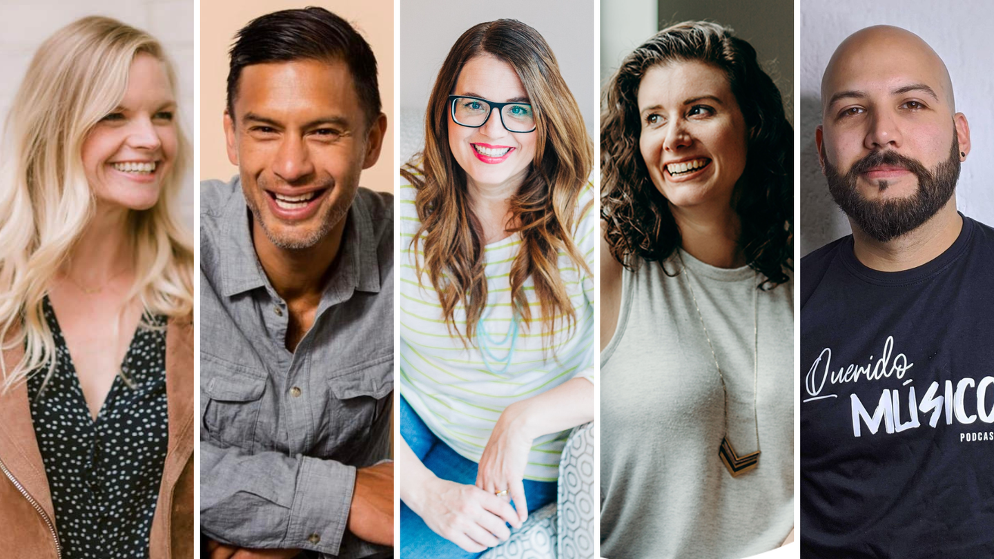 Illustration of five creators reviewing checklist for a creator-friendly platform with checkmarks
