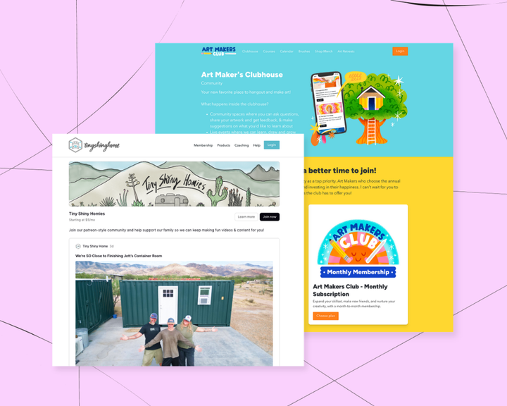 Illustration of thriving online community examples built in podia