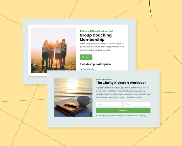 Illustration of a membership site growing with new subscribers and rising revenue charts