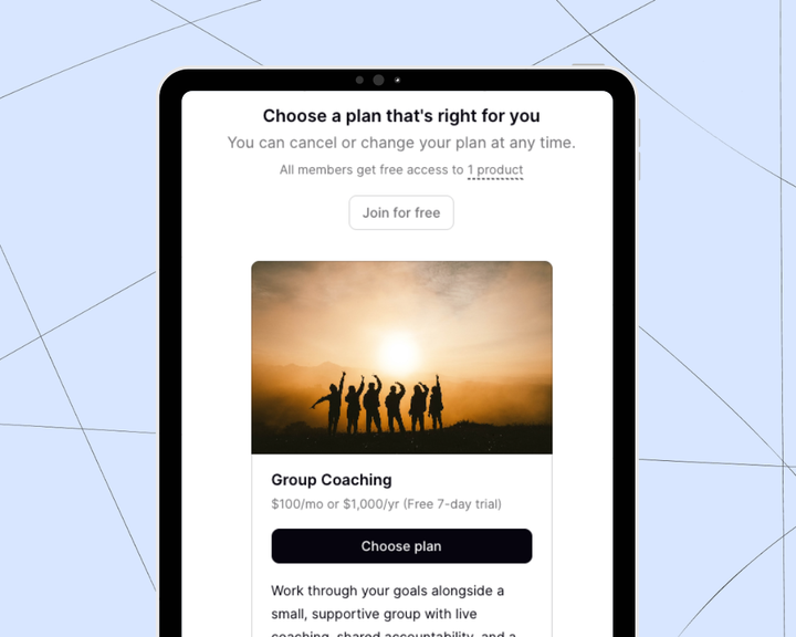 The sales page for a membership program built in Podia, with a strategy in place to bring in recurring revenue